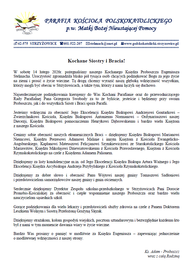 Podziekowaniepogrzeb